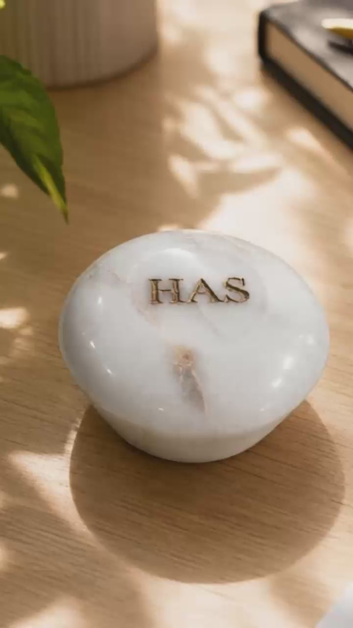 Personalized Marble Paper Weight – Custom Name Engraved | Premium Natural Marble Desk Accessory