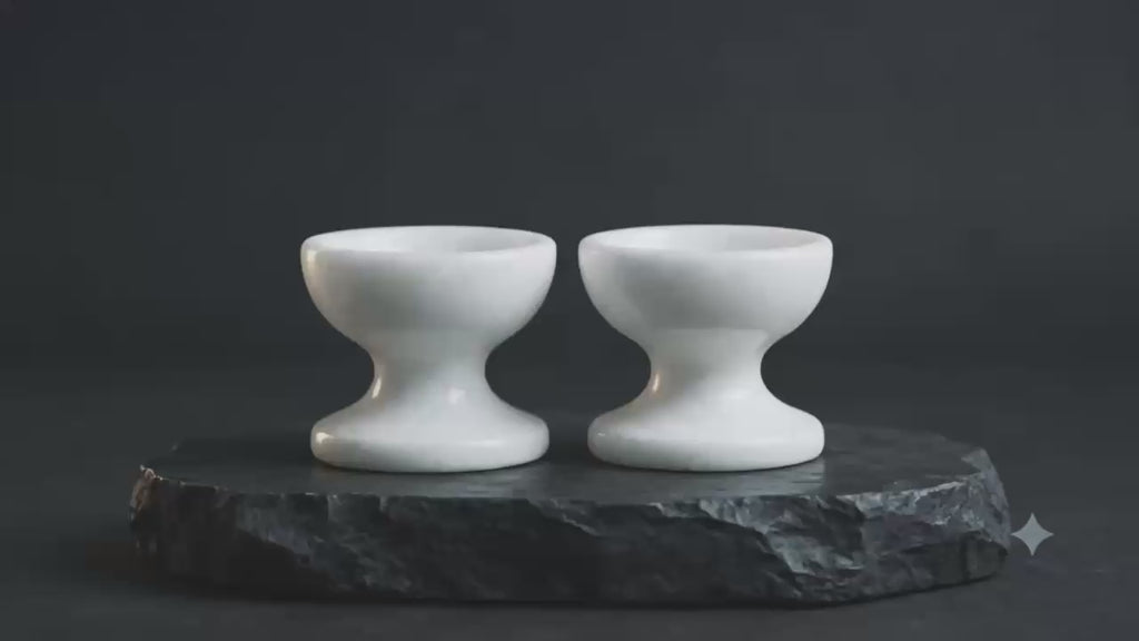 FILLSTO Plain White Marble Diya (Set of 2) | Handcrafted Decorative Oil Lamps for Pooja & Home Décor